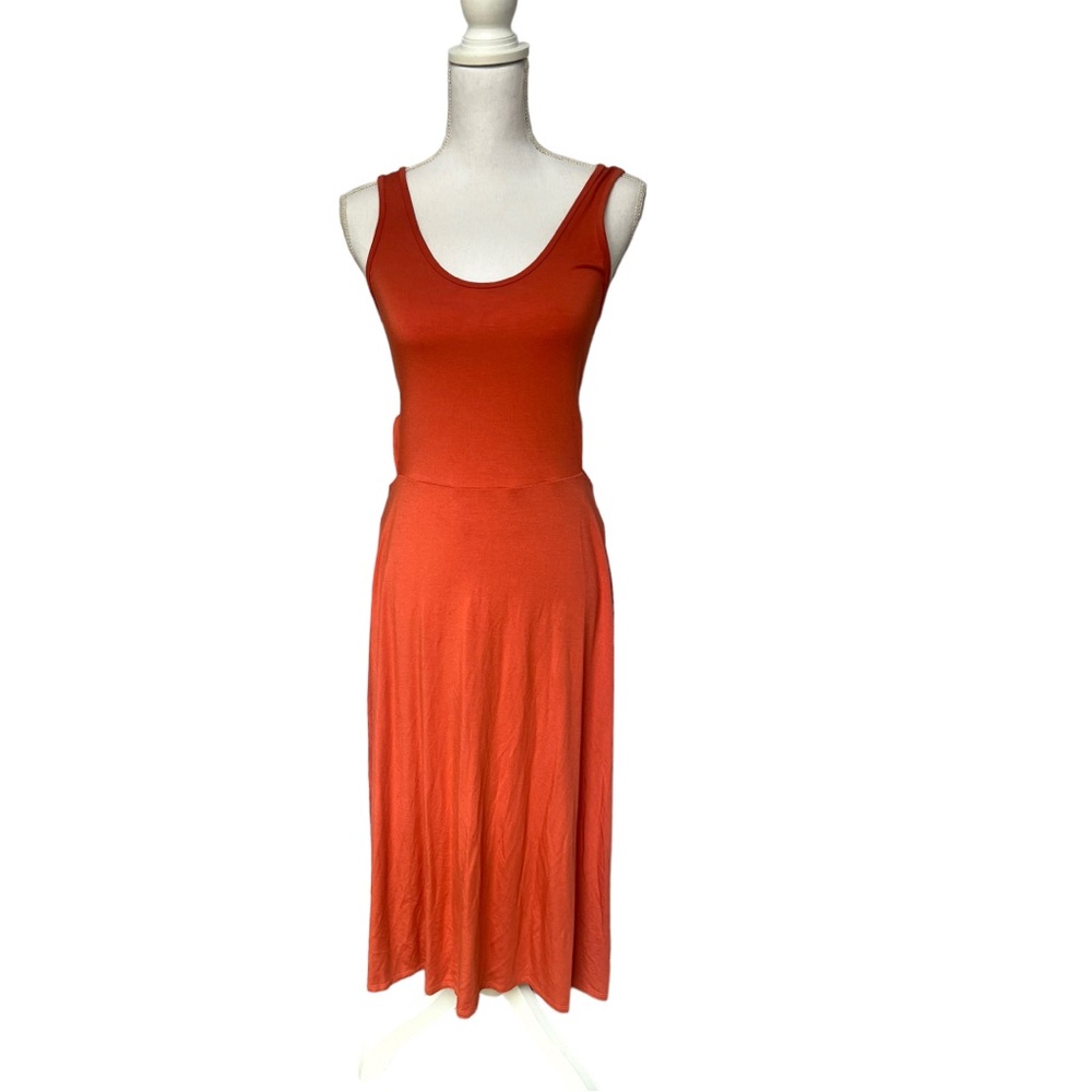 Enza Costa Side Cut Out A-line Midi Tank Dress Soft Jerseyβ Knit Size Medium